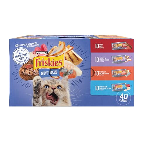 Purina Friskies Shreds in Gravy Adult Wet Cat Food Variety Pack - Forty (40) 5.5 oz. Cans