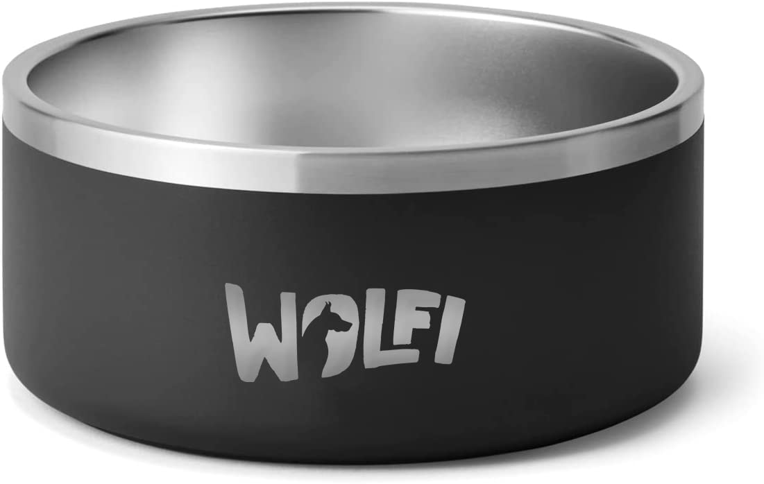 Wolfi Tazón de Acero Inoxidable para Perro, Antideslizante de Alta Calidad, Plato para Mascota, Bowl para Mascota para Comida o Agua, comedero para Mascota, Cuenco (64 onzas) (Negro, Grande)