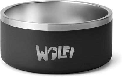 Wolfi Tazón de Acero Inoxidable para Perro, Antideslizante de Alta Calidad, Plato para Mascota, Bowl para Mascota para Comida o Agua, comedero para Mascota, Cuenco (64 onzas) (Negro, Grande)