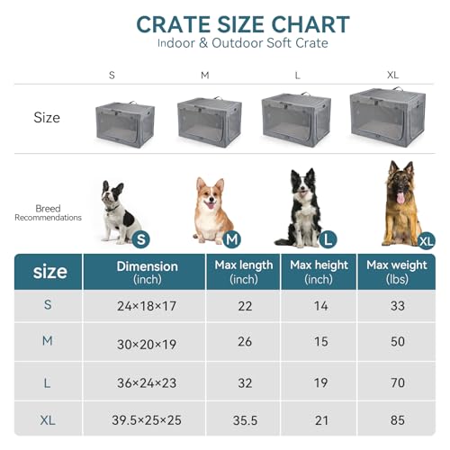 Petsfit Jaula Plegable para Mascotas de Viaje de 36 Pulgadas para Interiores y Exteriores, Caja Plegable Suave para Perros