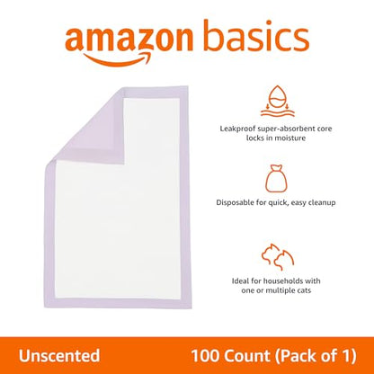 Amazon Basics - Recambios de almohadillas para gatos para caja de arena, sin perfume, paquete de 100
