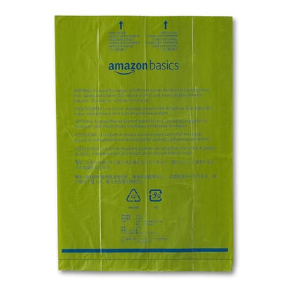 Amazon Basics - Bolsas para excrementos de perro con dispensador y clip para correa, 13 x 9 pulgadas, aroma a polvo de talco, 810 bolsas (54 rollos)