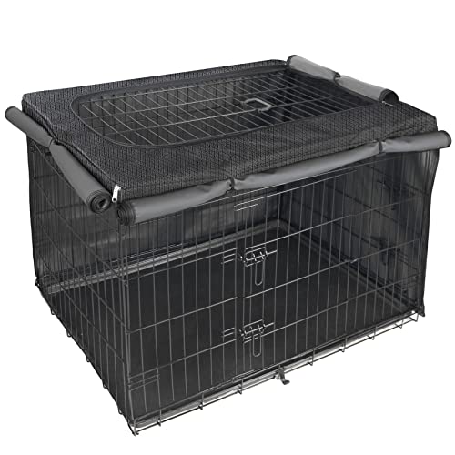 Funda para jaula de perro de alta calidad con solapa ajustable para caja de metal de 24 a 48 pulgadas, solo cubierta (36 pulgadas, obsidiana)
