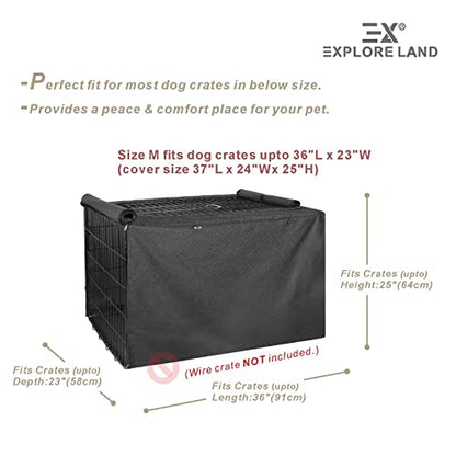 Funda para jaula de perro de alta calidad con solapa ajustable para caja de metal de 24 a 48 pulgadas, solo cubierta (36 pulgadas, obsidiana)