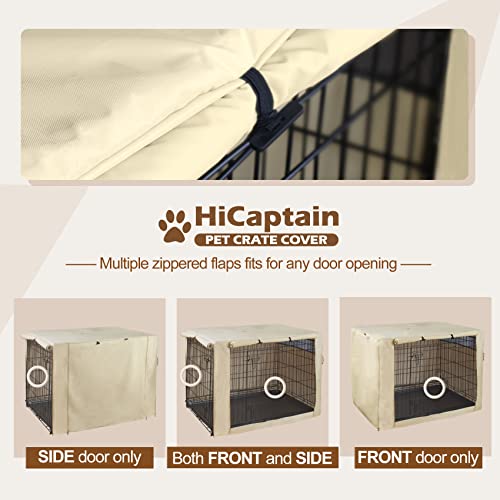 HiCaptain Funda de poliéster para jaula de perro, duradera, resistente al viento, para jaula de alambre, protección para interiores y exteriores, 01 (36 pulgadas, bronceado claro)