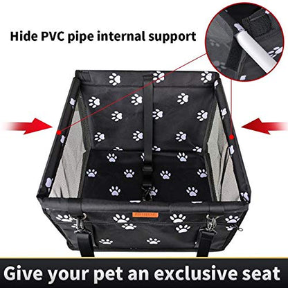 SWIHELP Jaula de viaje para asiento elevador de coche para mascotas, Oxford, transpirable, plegable, suave, lavable, bolsas de viaje para perros, gatos u otras mascotas pequeñas