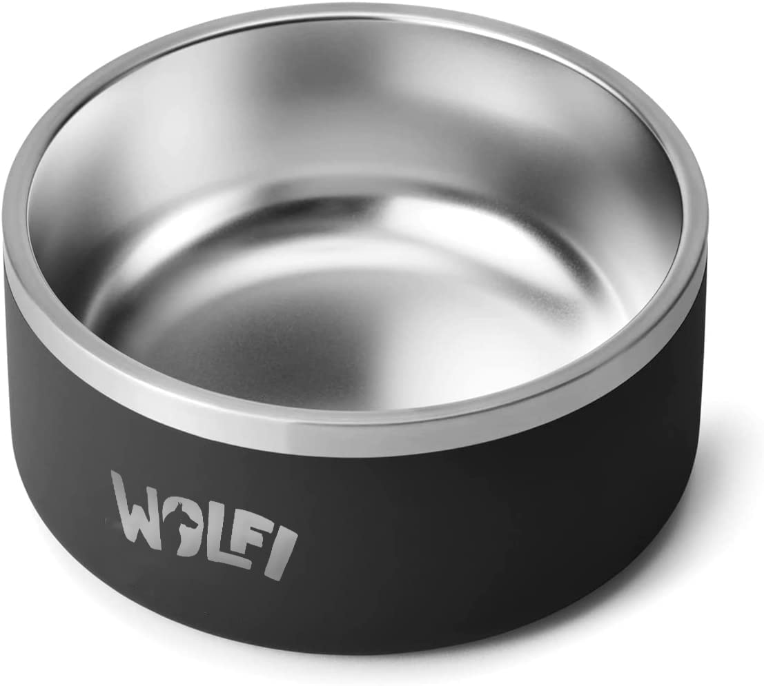 Wolfi Tazón de Acero Inoxidable para Perro, Antideslizante de Alta Calidad, Plato para Mascota, Bowl para Mascota para Comida o Agua, comedero para Mascota, Cuenco (64 onzas) (Negro, Grande)