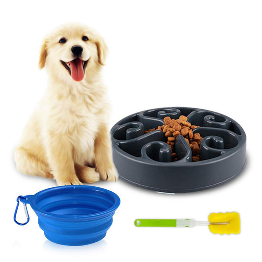 Tazón de Comida Lenta para Perro Interactivo Antideslizante Viene con Viaje Gratuito Fuente Lento del Alimentador Animal Doméstico Plato Bloat No Tóxico Stop Interactive Dog Feed Bowl Agua Diversión