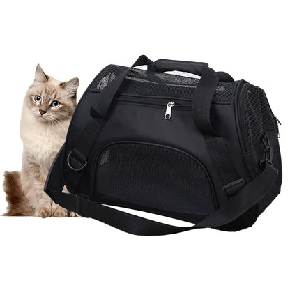 QICHEN Jaula de viaje de gato de perro mascota,Transportín de mascotas aprobado para gatos y perros pequeños medianos | Transportín para perros con ventilación adecuada | 4 ventanas de malla, 3 entradas, cremalleras de seguridad con bloqueo, hombro acolch