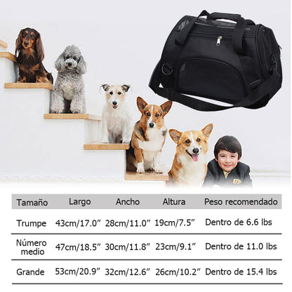 QICHEN Jaula de viaje de gato de perro mascota,Transportín de mascotas aprobado para gatos y perros pequeños medianos | Transportín para perros con ventilación adecuada | 4 ventanas de malla, 3 entradas, cremalleras de seguridad con bloqueo, hombro acolch