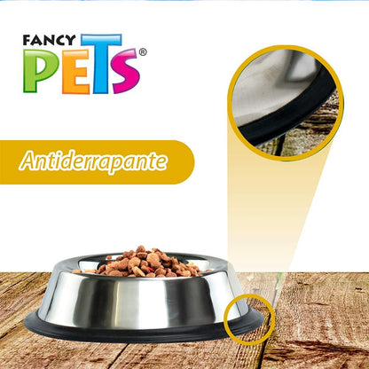 Fancy Pets Plato de Acero Inoxidable para Perro con 8 Onzas o 227 Gramos