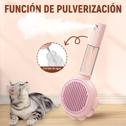 Cat Grooming Brush, 3 en 1 Cepillo de Vapor para Gatos Cepillo para Gato con Vapor Peine con Aguja de Acero Inoxidable, Cepillo de Perro de Vapor Auto Limpieza para Mascotas para Masaje (Rosa)