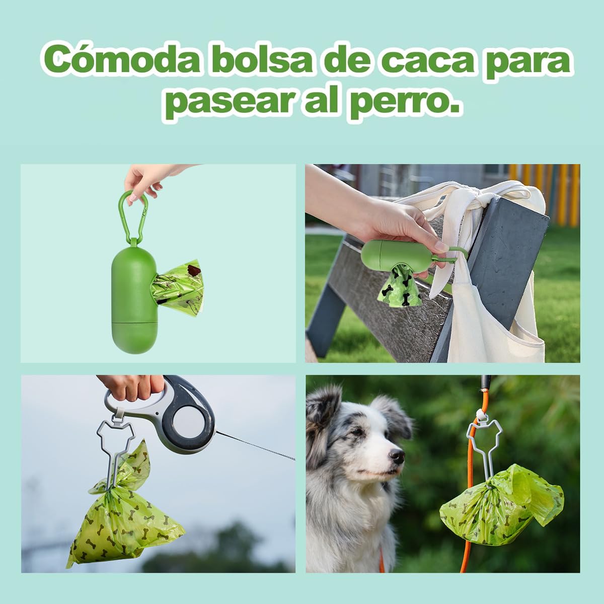 RENDIN 255 Bolsas para Perro Biodegradables,Prueba de Fugas y Fragante Bolsitas para Perro,17 Rollos + 1 Dispensador+1 Clip