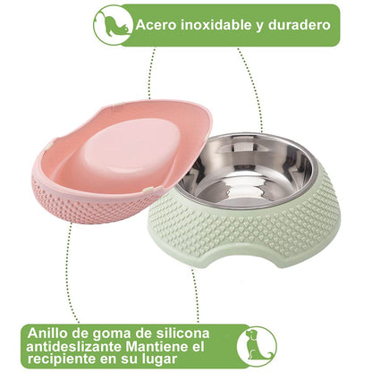 Funny toy Cuenco para gatos, cuenco para mascotas, cuenco de acero inoxidable para comida para gatos con cuenco para mascotas apilable y antideslizante para gato, gatito, cachorro, perro pequeño (paquete de 2 rosa)