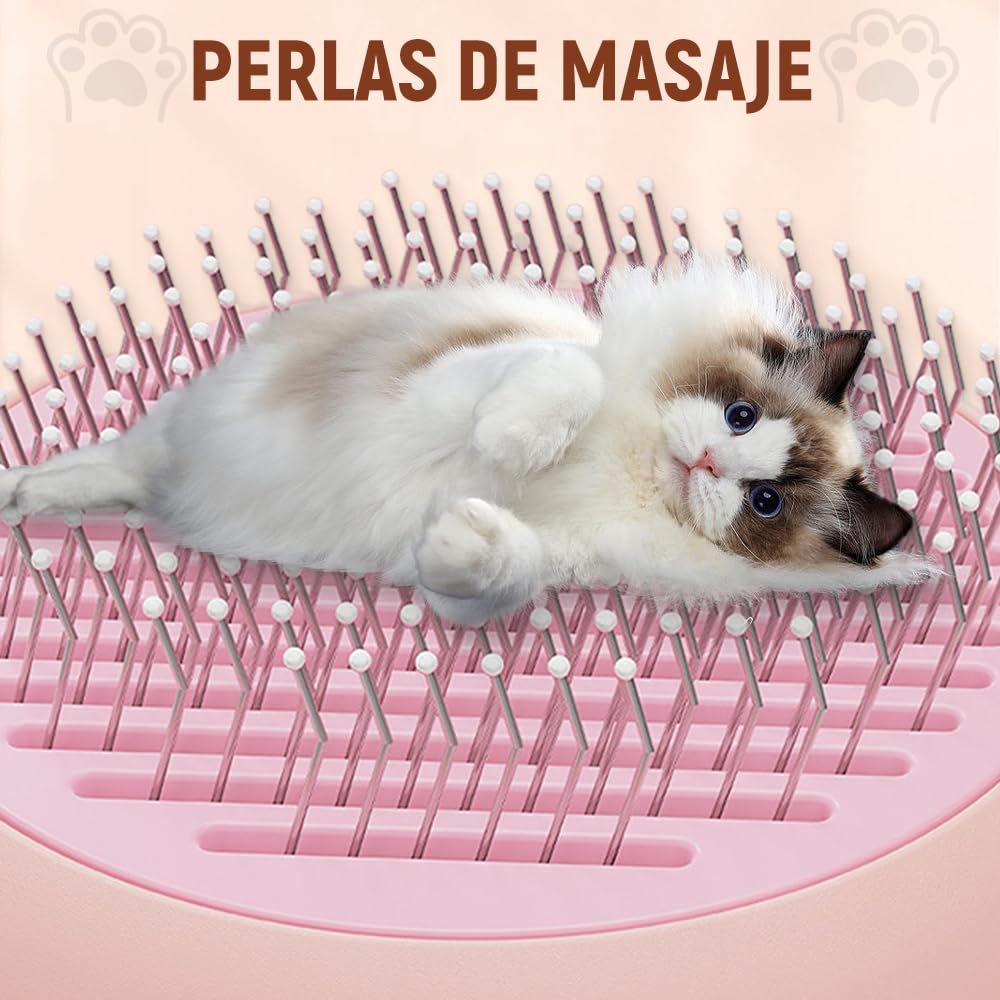 Cat Grooming Brush, 3 en 1 Cepillo de Vapor para Gatos Cepillo para Gato con Vapor Peine con Aguja de Acero Inoxidable, Cepillo de Perro de Vapor Auto Limpieza para Mascotas para Masaje (Rosa)