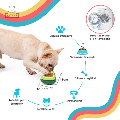 MATCHI Juguete Interactivo de Peluche en Forma de Aguacatito: Juguetes para Perro de Estimulación de Olfato y Entrenamiento de IQ para Perros y Gatos, Espacio para Premios para Perro, Peluche Olfativo con Silbato Chillón