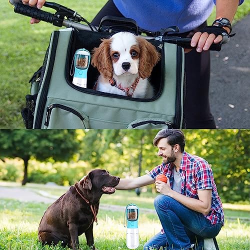 LURI Botella de Agua para Perro, Botella para Perro Dos en uno con Agua y Comida. dispensador de Agua portatil con Cuerda, Bebedero para Perro Grande.Dispensador de Agua para Perro para Camina(Azul)