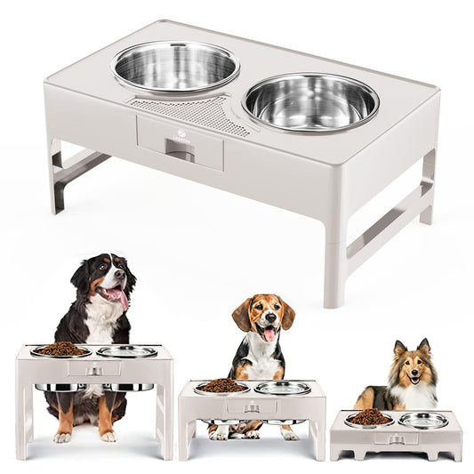 Lapensa Cuencos Elevados para Perros, Cuenco Elevado para Perros De Acero Inoxidable con Soporte Ajustable, Cuenco Doble para Comida Y Agua para Perros Pequeños, Medianos Y Grandes