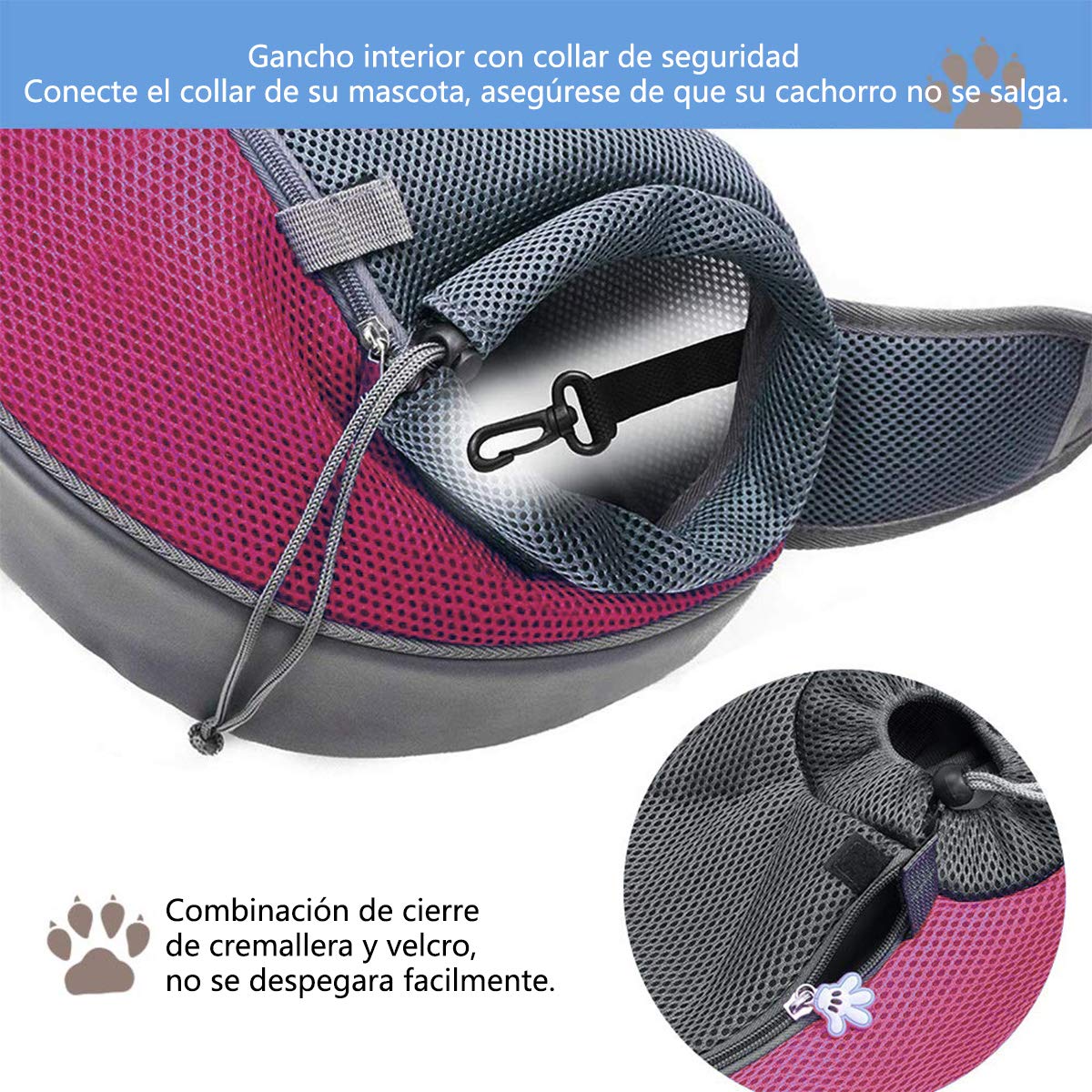 Rabbitstorm Mochila para Mascotas, Correa Ajustable de Manos Libres, Malla Transpirable de Doble Cara, Adecuada para 11 Libras, Adecuada para Gatos y Perros Pequeños, Viajes al Aire Libre (Rosa Roja)