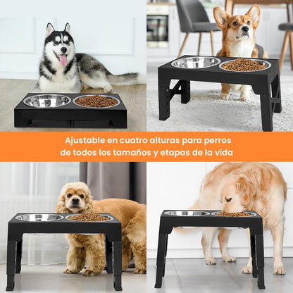 DAHAN Comedero para Perro, Cuenco Elevado para Perros con Comedero Lento,Soporte Elevado para Cuencos para Perros Medianos a Grandes y Gatos Ajusta la Altura