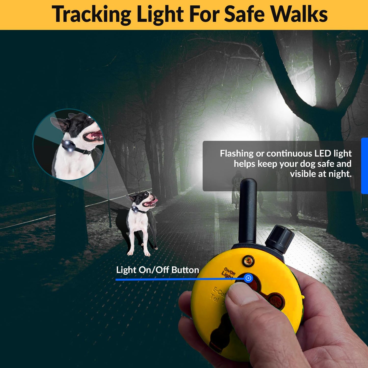 Educator Collar de adiestramiento para Perros con Control Remoto, Amarillo, 1/2 Mile 1 Dog 2 Transmitter