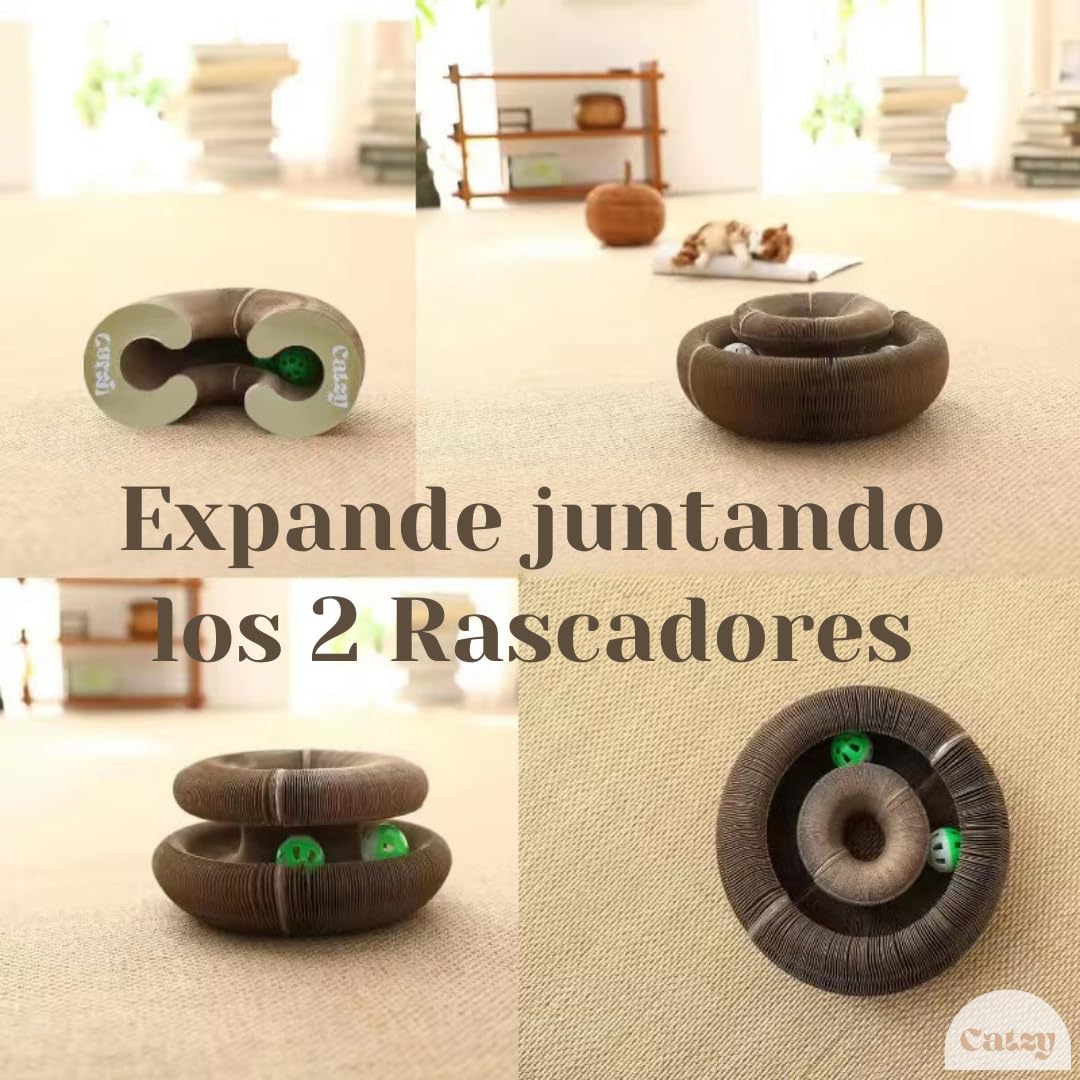 CATZY | 2pcs - Rascador para Gatos, Organo Mágico con Pelota para Gatos, Jugete para Gatos, Rascadores Interactivos- Incluye Catnip