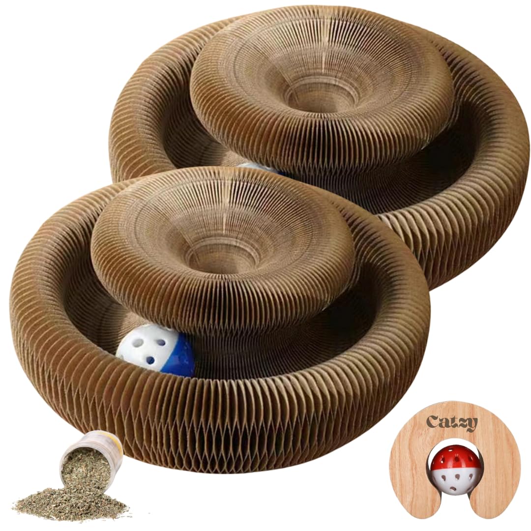 CATZY | 2pcs - Rascador para Gatos, Organo Mágico con Pelota para Gatos, Jugete para Gatos, Rascadores Interactivos- Incluye Catnip