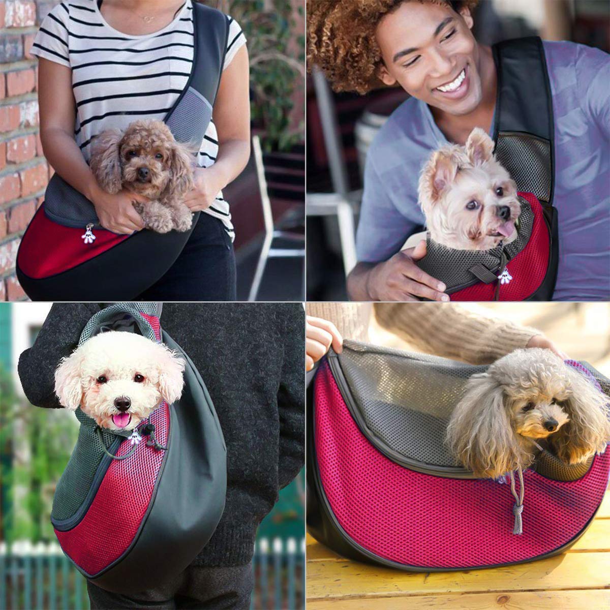 Rabbitstorm Mochila para Mascotas, Correa Ajustable de Manos Libres, Malla Transpirable de Doble Cara, Adecuada para 11 Libras, Adecuada para Gatos y Perros Pequeños, Viajes al Aire Libre (Rosa Roja)