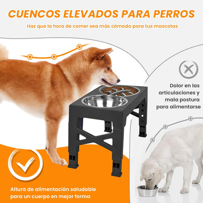 DAHAN Comedero para Perro, Cuenco Elevado para Perros con Comedero Lento,Soporte Elevado para Cuencos para Perros Medianos a Grandes y Gatos Ajusta la Altura