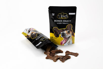 Bones Snack Liver Treats - Premios 100% Naturales Hechos con hígado de Res deshidratado - Premios para Perros y Gatos - No contienen Trigo - Premios Gourmet para Perros