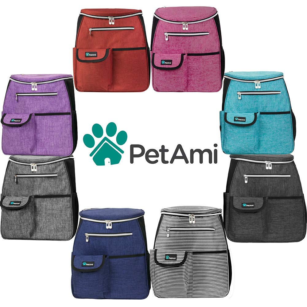 PetAmi Mochila de viaje para perros, organizador de mochila con dispensador de bolsas de excrementos, bolsillos, bolsa de contenedor de alimentos, cuenco plegable, juego de viaje para mascotas de fin de semana para senderismo, camping, viajes por carreter