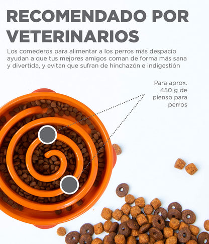 Outward Hound Divertido comedero para Perros con alimentación Lenta para Detener la Sangre para Perros, Anaranjado, Large