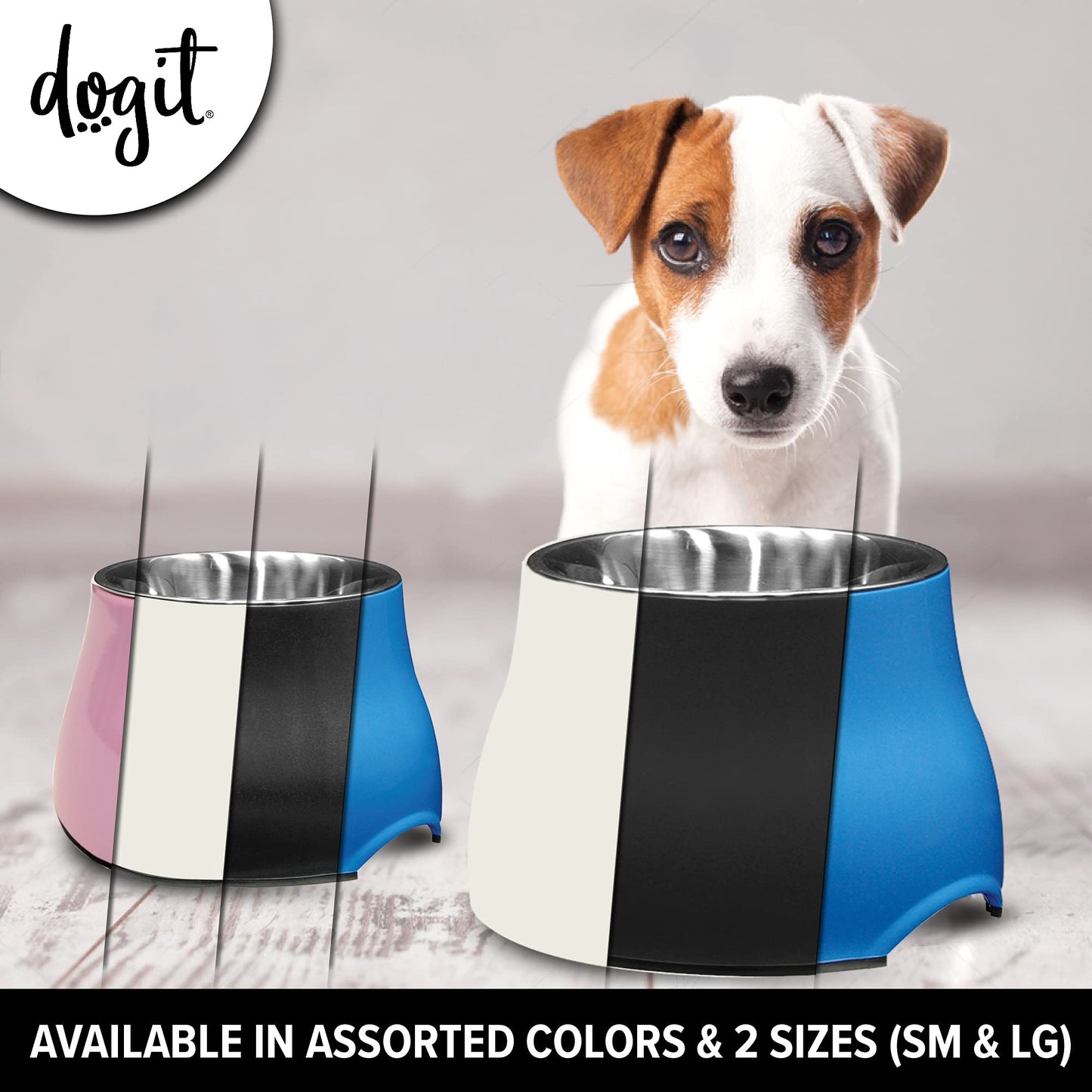 Dogit Tazón Elevado para Perro, Cuenco de Acero Inoxidable para Comida y Agua para Perros Grandes, Blanco, 73753