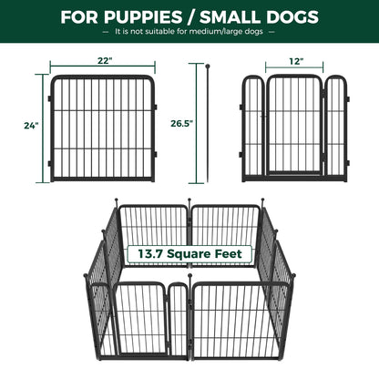 FXW Rollick - Parque infantil para perros, 24 pulgadas de altura para cachorros/perros pequeños, 8 paneles