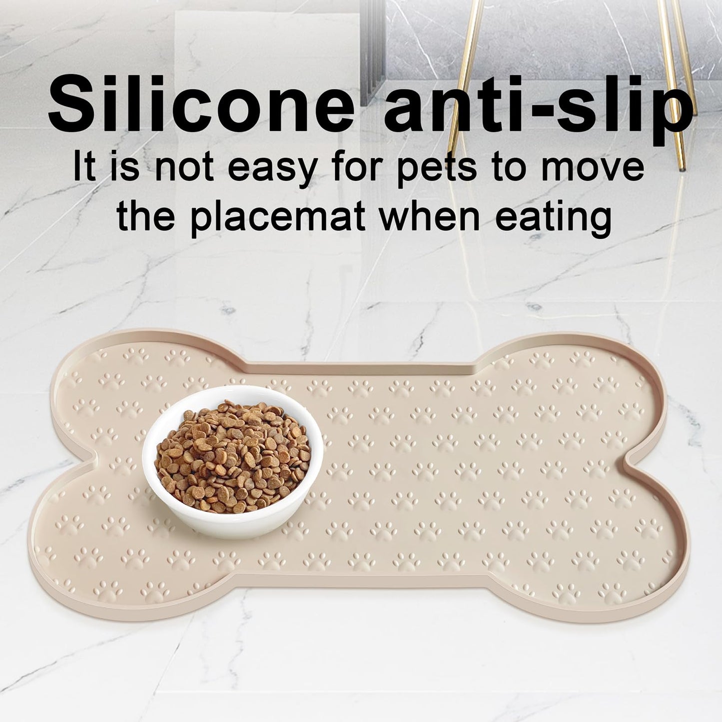 PWTAA Dog Food Mat Anti-Slip Silicone Dog Bowl Mat Thicker Pet Placemat Waterproof Cat Feeder Pad with Raised Edge Puppy kitten Feeding Mats Suitable Small Medium-Sized Dogs Cats Eating Tray