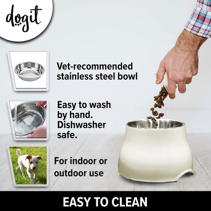 Dogit Tazón Elevado para Perro, Cuenco de Acero Inoxidable para Comida y Agua para Perros Grandes, Blanco, 73753