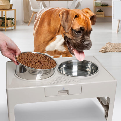 Lapensa Cuencos Elevados para Perros, Cuenco Elevado para Perros De Acero Inoxidable con Soporte Ajustable, Cuenco Doble para Comida Y Agua para Perros Pequeños, Medianos Y Grandes