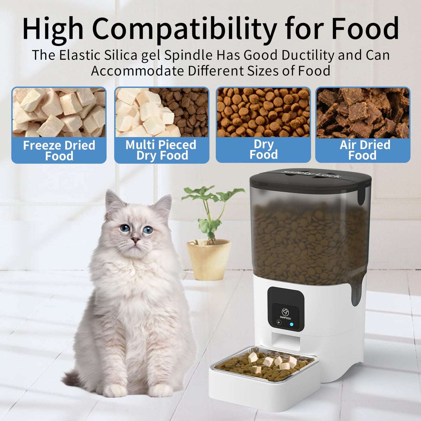 PAPIFEED Comederos automáticos WiFi 5G para gatos: Comedero automático para perros con modo de alimentación lenta, Desmontable para facilitar la limpieza, Comedero para mascotas con Alexa (6L/25 Taza)