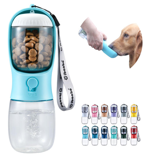 Cibaabo Dog Water Bottle with Food Container, Travel Puppy Water Bowl, Portable Pet Dispenser, Dog Stuff Accessories Items, Puppy Essentials Necessities for Yorkie Chihuahua Cat Walking and Hiking