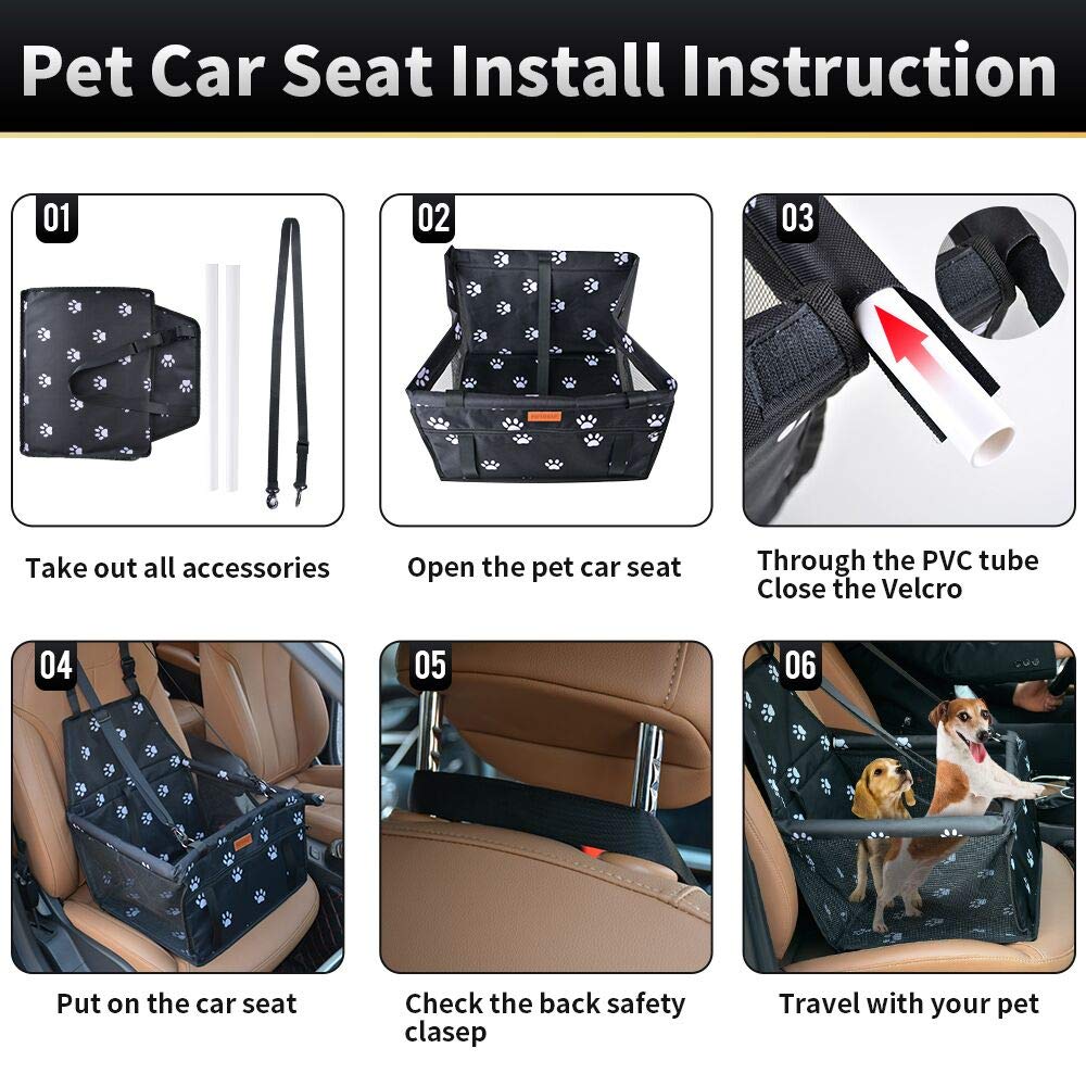 SWIHELP Jaula de viaje para asiento elevador de coche para mascotas, Oxford, transpirable, plegable, suave, lavable, bolsas de viaje para perros, gatos u otras mascotas pequeñas