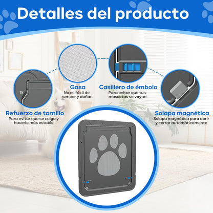 QILAY Puerta para Mascotas, Tamaño Interno 38 * 43 cm Puerta Corredera para Perros y Gatos Medianos y Grandes con Puerta de Cierre Automático Magnético