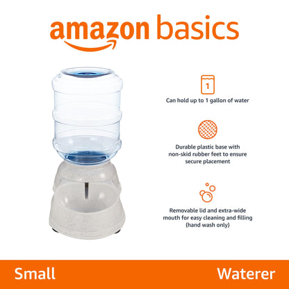 Amazon Basics - Bebedero de gravedad para mascotas para perros y gatos, pequeña, capacidad de 1 galón
