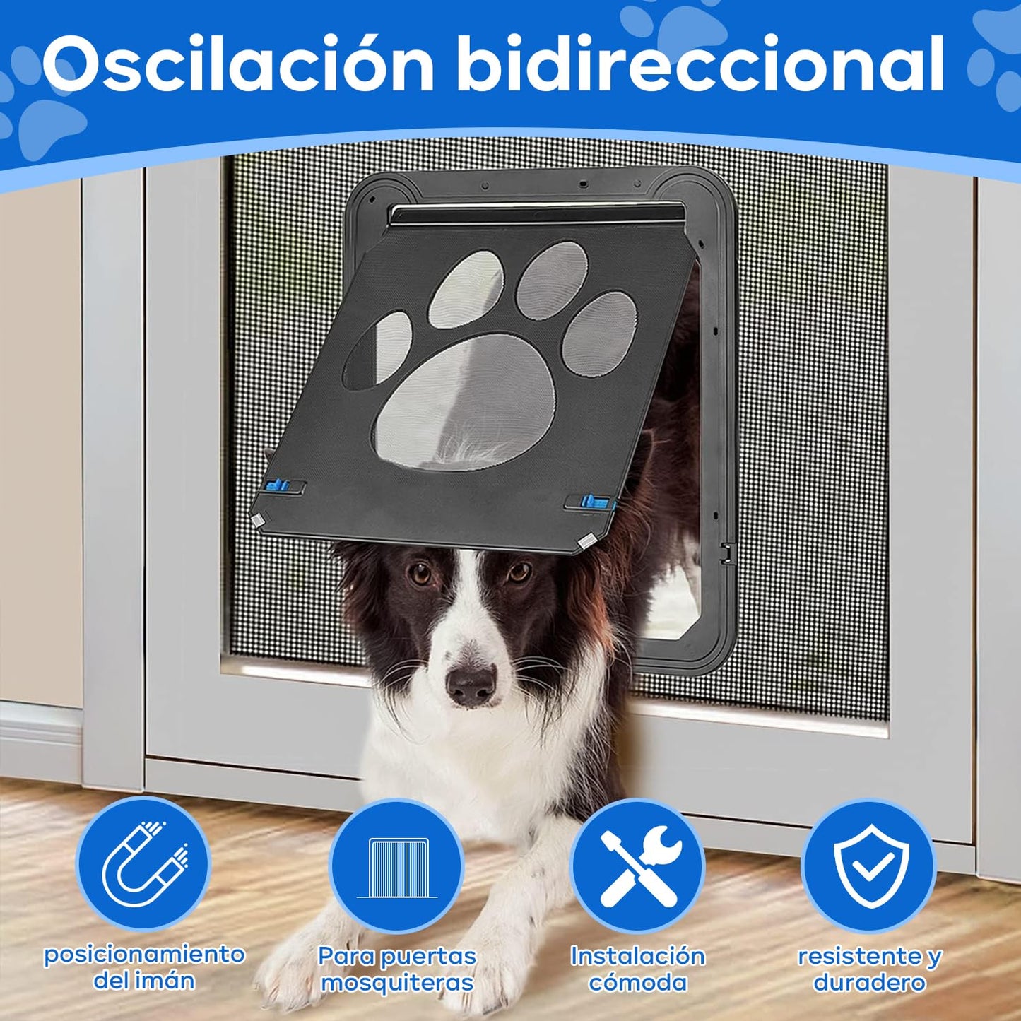 QILAY Puerta para Mascotas, Tamaño Interno 38 * 43 cm Puerta Corredera para Perros y Gatos Medianos y Grandes con Puerta de Cierre Automático Magnético