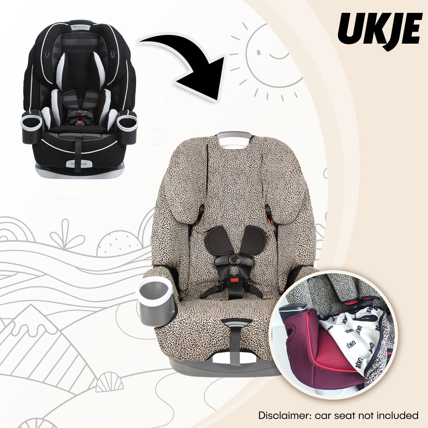 UKJE Funda para asiento de coche Graco 4ever DLX 4 en 1 | Cumple con las normas CPSC | Se adapta a Graco 4ever, Graco Forever 4 en un asiento de coche Graco 4ever 4 en 1, asiento de coche Graco 4ever, Graco 4ever DLX