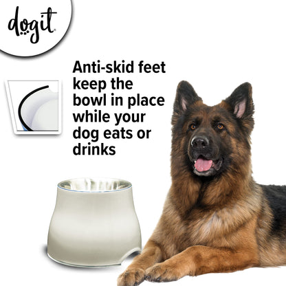 Dogit Tazón Elevado para Perro, Cuenco de Acero Inoxidable para Comida y Agua para Perros Grandes, Blanco, 73753