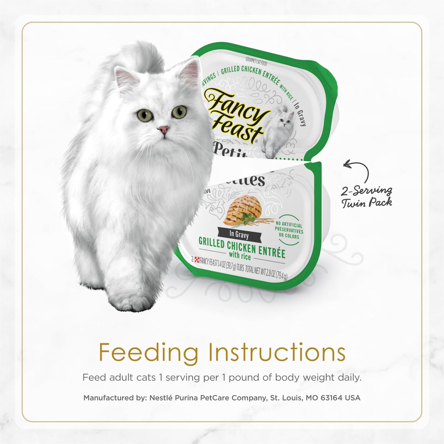 Purina Fancy Feast Gourmet Wet Cat Food Variety Pack, Petites Gravy Collection, Break-Apart Tubs, 48 Servings - (24) 2.8 Oz. Tubs