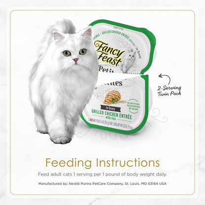 Purina Fancy Feast Gourmet Wet Cat Food Variety Pack, Petites Gravy Collection, Break-Apart Tubs, 48 Servings - (24) 2.8 Oz. Tubs