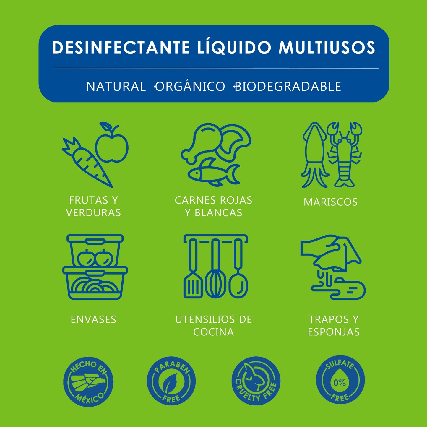 CITRUS 21 TOTAL, Desinfectante de Alimentos, Superficies y Utensilios de origen NATURAL, 100% biodegradable, no tóxico, no corrosivo, no contiene cloro, ASPERSOR 470 ml.