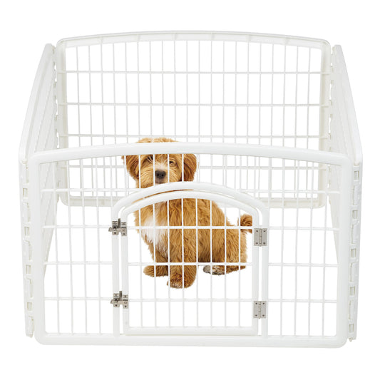 IRIS USA, Inc. - Corredor de plástico para mascotas IRIS de 4 paneles con puerta