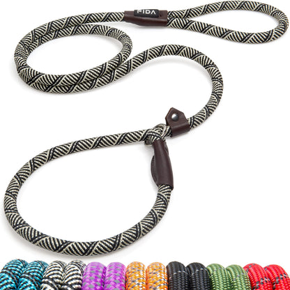 Fida Correa antideslizante duradera para perro, 6 pies x 1/2 pulgadas, correa de bucle resistente para perro, cómoda correa de cuerda fuerte para perros grandes y medianos, correa de entrenamiento para mascotas sin tirones con altamente reflectante, gris